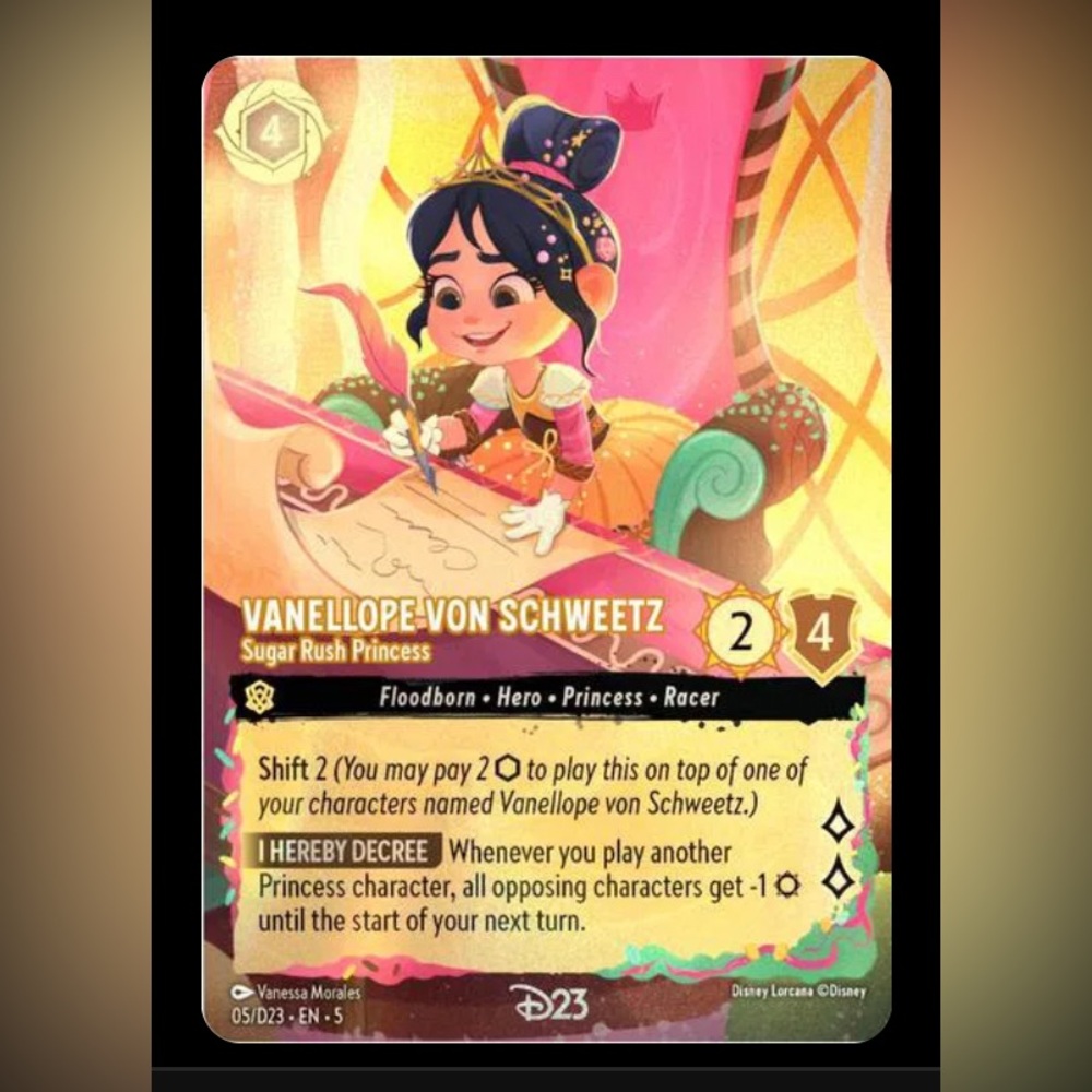 Disney Lorcana D23 Vanellope Von Schweetz Card Promo Collector Card